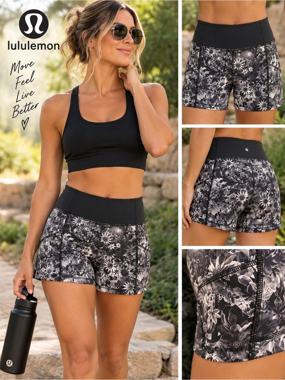Lululemon Run: Dart & Dash Short *Block-It Pocket in Flowabunga Black Size 4